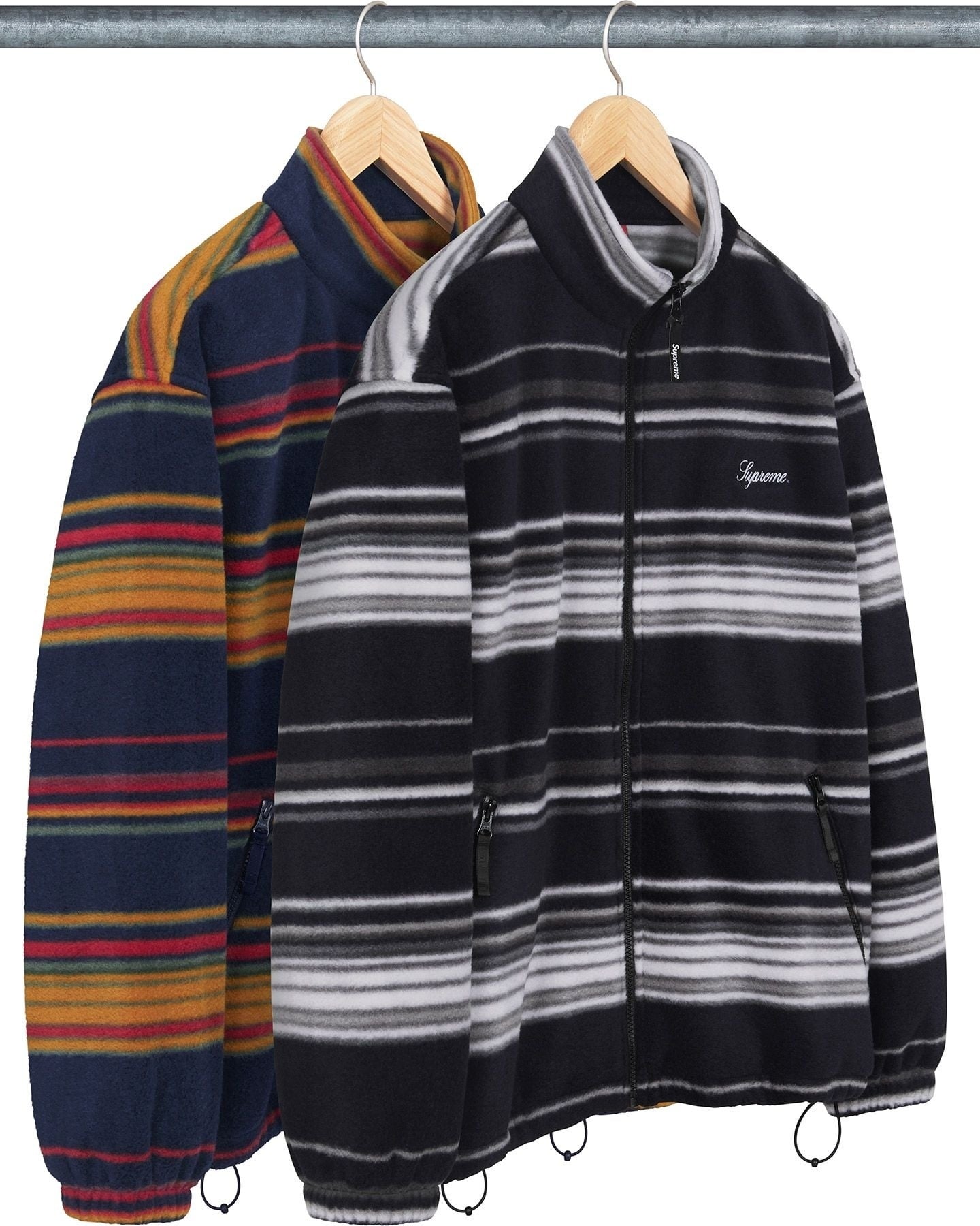 Stripe Zip Up Fleece Jacket